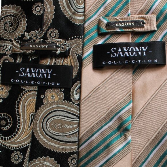TIE SALE 3 Saxony Ties Neckties Striped / Paisley / Silk / Vintage / EUC PRINTS - Picture 5 of 9